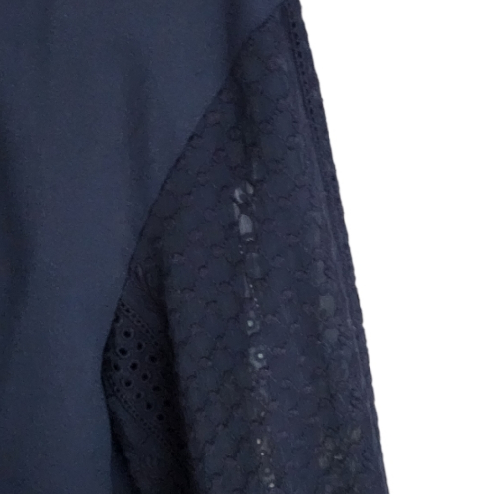 Club Monaco Navy Blue Lace Sleeve Blouse - Picture 10 of 14